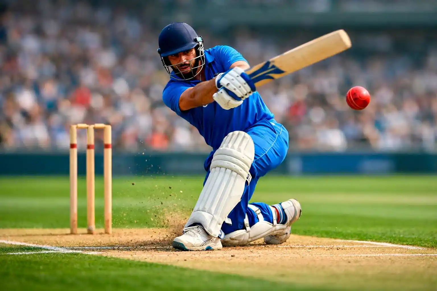Cricket batsman playing shot during T20 match